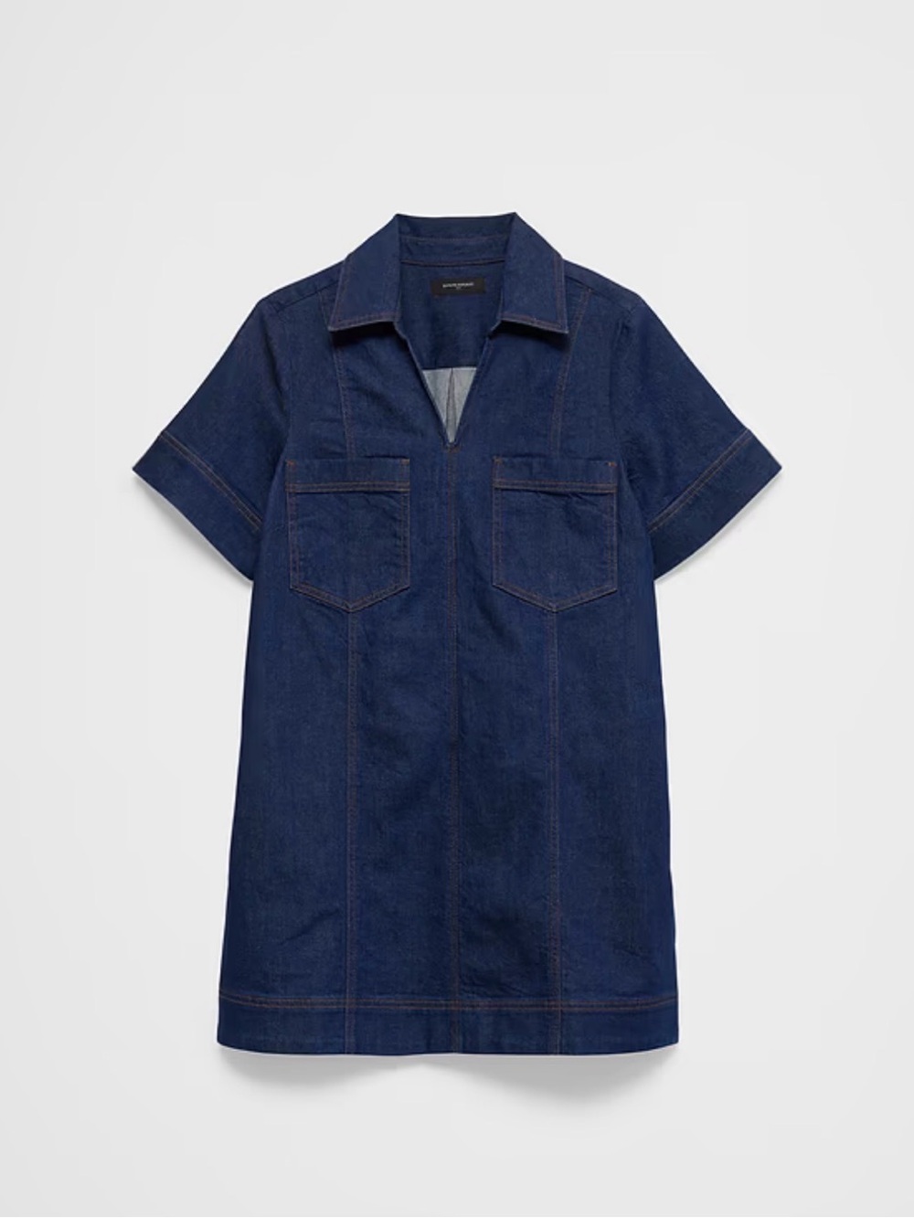 Banana Republic Dark Blue Denim Short-Sleeve Dress